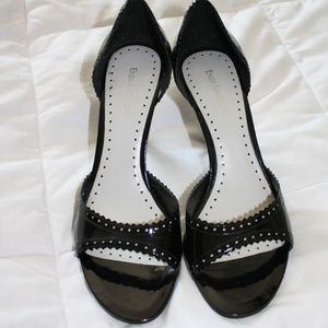 Black Patent leather scalloped design heels